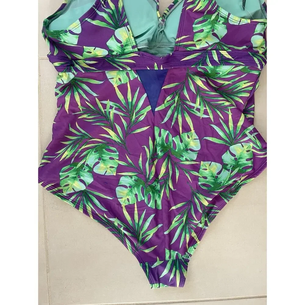 Adore Me Swim One Piece Swimsuit Nayla Palm Leaf Print Swimwear Summer